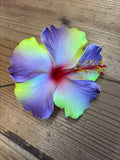 Foam Hibiscus 4” Hair Pick- Purple/Yellow