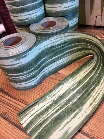 Polypropylene Ti Leaf Double-sided Ribbon- 50 yards- Green/white