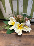 Three Plumeria Hair Clip with Leaves