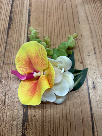 Yellow and White Orchid Clip