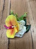 Yellow and White Orchid Clip