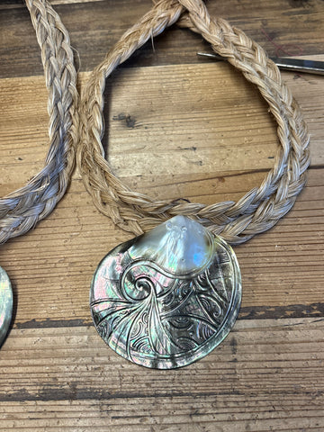 Made in Tahiti Mother of Pearl Carved Shell Necklace