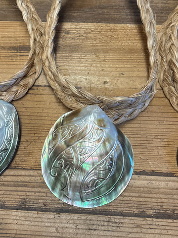 Made in Tahiti Mother of Pearl Carved Shell Necklace