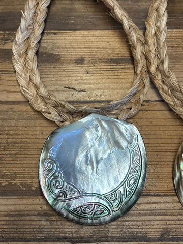 Made in Tahiti Mother of Pearl Inside Carved Shell Necklace