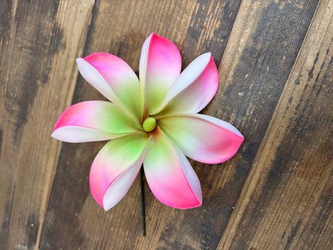 4.5” Foam Tiare Flowers Hair Pick- Pink/Green