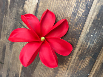 4.5” Foam Tiare Flowers Hair Pick- Red
