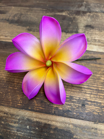 4.5” Foam Tiare Flowers Hair Pick- Purple