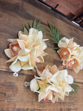 Cream Orchid Palm Leaf Flower Hair Clip