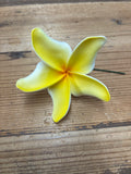 3.5” Foam Pinched Petal Plumeria Flower Hair Pick- Yellow
