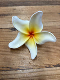 3.5” Foam Pinched Petal Plumeria Flower Hair Pick- White