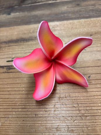 3.5” Foam Pinched Petal Plumeria Flower Hair Pick- Fuchsia