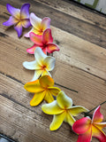 3.5” Foam Pinched Petal Plumeria Flower Hair Pick- Mango