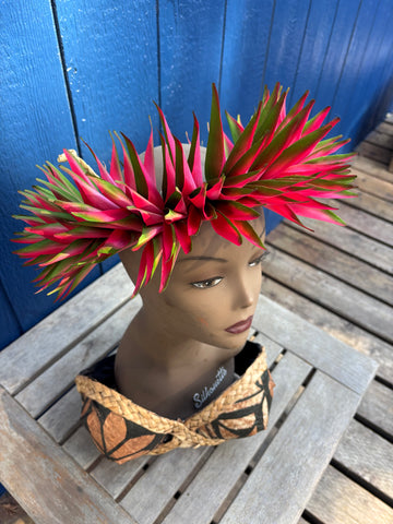 Bird of Paradise Lei Upo’o- Watermelon Green/Fuchsia