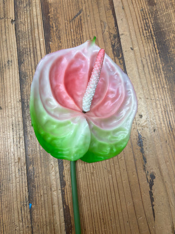 Giant Anthurium Real Touch Flower Stem- Pink/Green/White