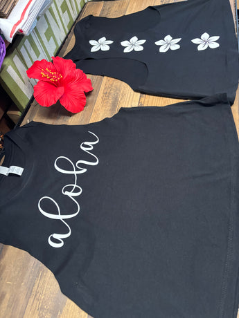 Ladies Racerback Crop Tank Top- Cursive "Aloha”