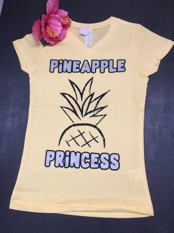 Kid Size V-neck T-shirt- Pineapple Princess