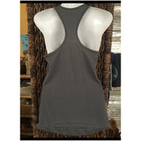 CLEARANCE- Racerback Tank Top- "I Dance Because Punching People Is Frowned Upon" charcoal gray