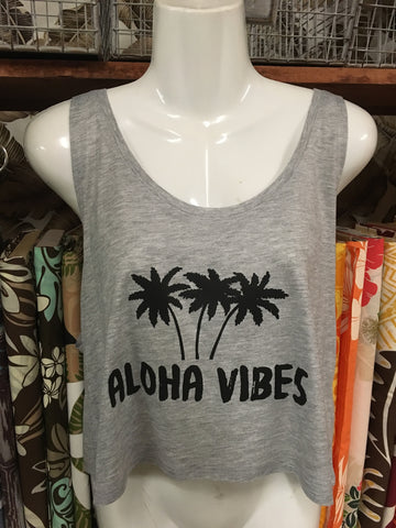 Box Tank Top- "Aloha Vibes"- Gray