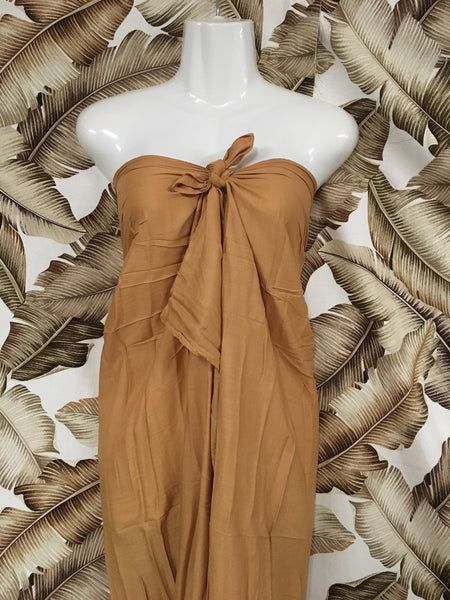 Pareu- No Fringe Rayon - Caramel