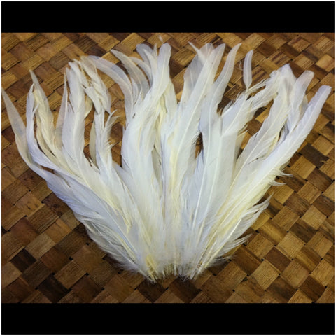WHITE Rooster Tail Feathers 25 pack 9-12 long – California Hula Center