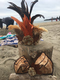 Coconut Fiber and Feather Headpiece