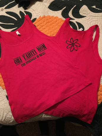 CLEARANCE Tank Top- "Ori Tahiti Mom - The Struggle Is Real"- red