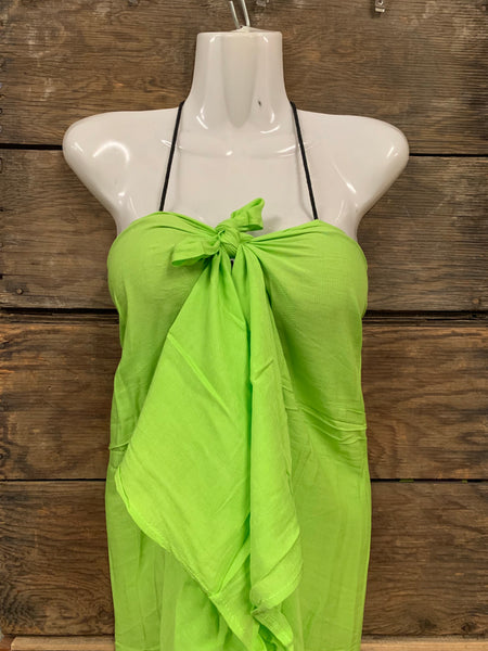 Pareu- No Fringe Rayon - Lime Green