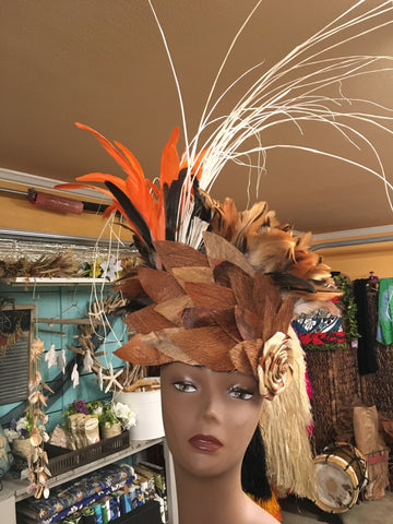 Feather and Coconut Fiber Headpiece