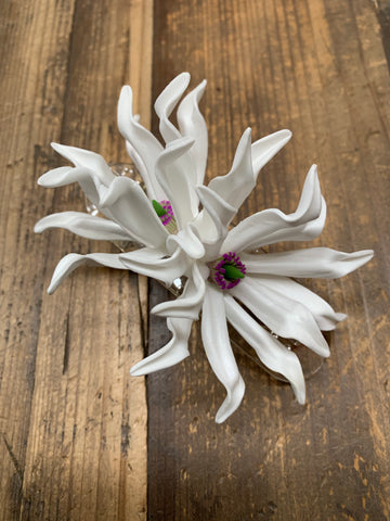 CLEARANCE- Double Crinkle Tiare Hair Clip- White