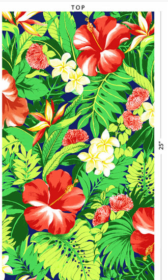 Navy with Tropical Flowers Poly Cotton Fabric