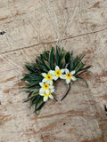 Artificial Ti Leaf & Niau Headband with flowers