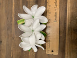 Three Flat Tiare with Leaves Big Hair Clip