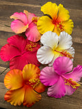 Foam Hibiscus 4.5” Hair Pick- Fuschia