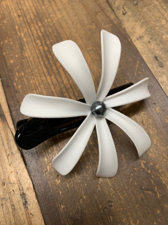 Tiare Flower with Black Pearl Hair Clip
