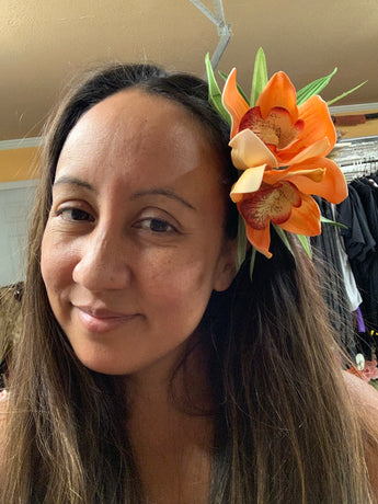 Giant Orchid Big Hair Clip- Orange