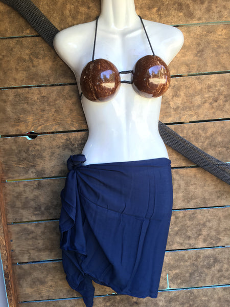 Pareu- No Fringe Rayon - Navy Blue
