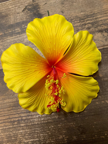 Foam Hibiscus 4.5” Hair Pick- Yellow