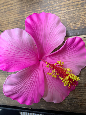 Foam Hibiscus 4.5” Hair Pick- Fuschia