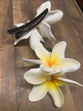 Double Plumeria Big Hair Clip- White/Yellow