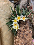 Artificial Ti Leaf & Niau Headband with flowers
