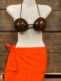 Pareu- No Fringe Rayon - Tangerine Orange