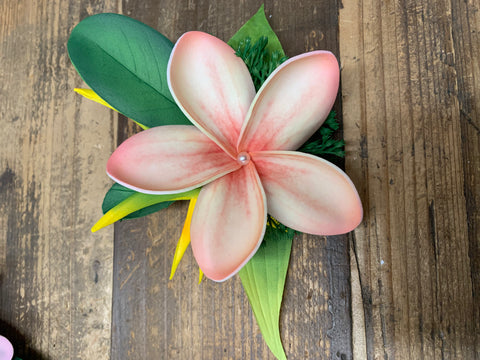 Single Plumeria and Bird of Paradise Hair Clip