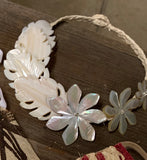 White Mother Of Pearl Leaves and Tiares Necklace