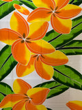 Hand Painted Orange/Yellow Plumeria Premium Rayon Pareu