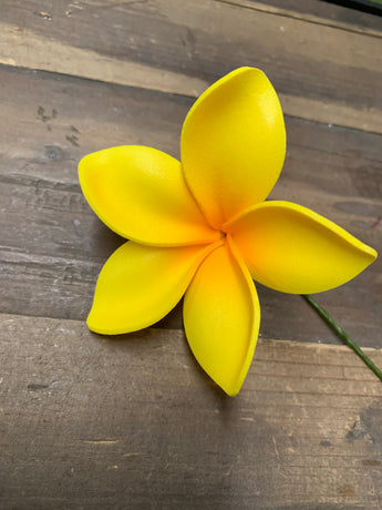 Foam Plumeria Hair Pick- Yellow