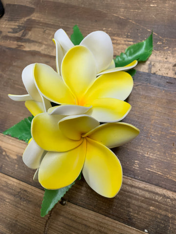 Five Plumeria Giant Hair Clip- Yellow