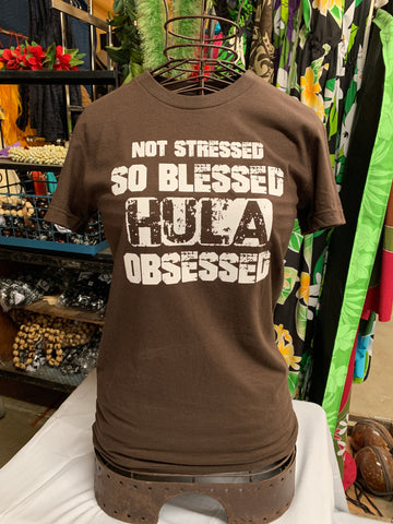 Ladies Fitted Tee - "Hula Obsessed"- Brown