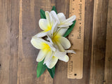 Five Plumeria Giant Hair Clip- White/Yellow