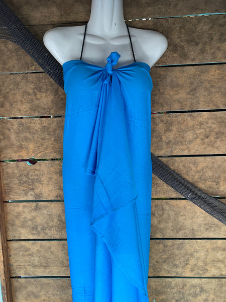 Pareu- No Fringe Rayon - True Blue