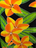 Hand Painted Orange/Yellow Plumeria Premium Rayon Pareu
